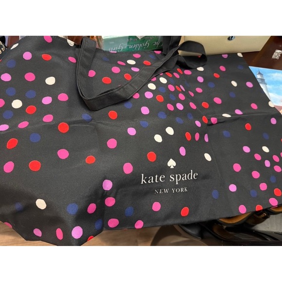 kate spade Handbags - Kate Spade Confetti Black Fabric Polka Dot Shopper Tote New